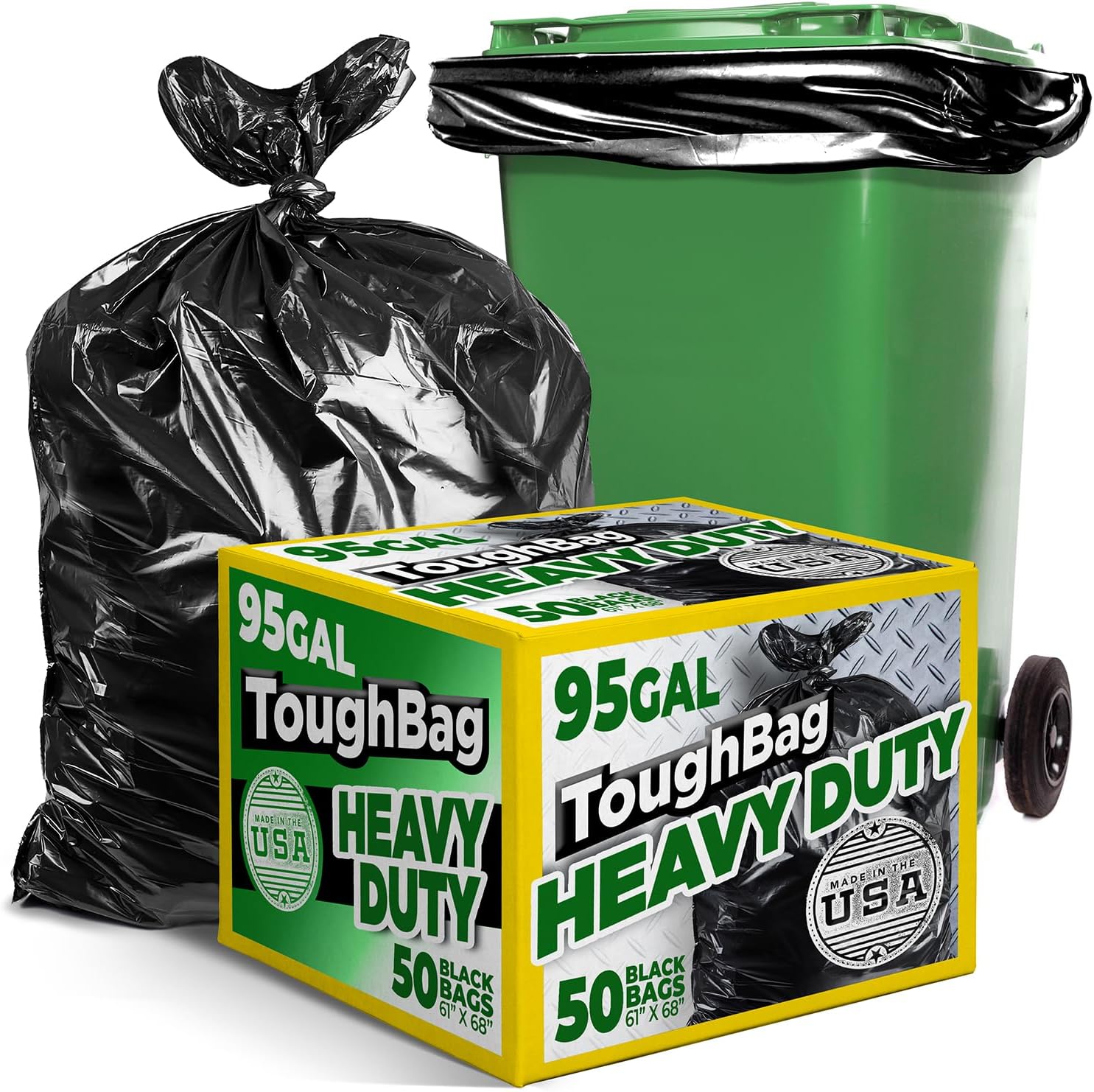 96 Gallon Super Big Mouth Trash Bags 3Pack Plus 1 Free