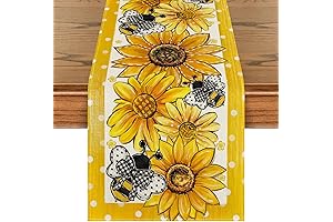 Sunflower Bee Flower Polka Dot Summer Table Runner