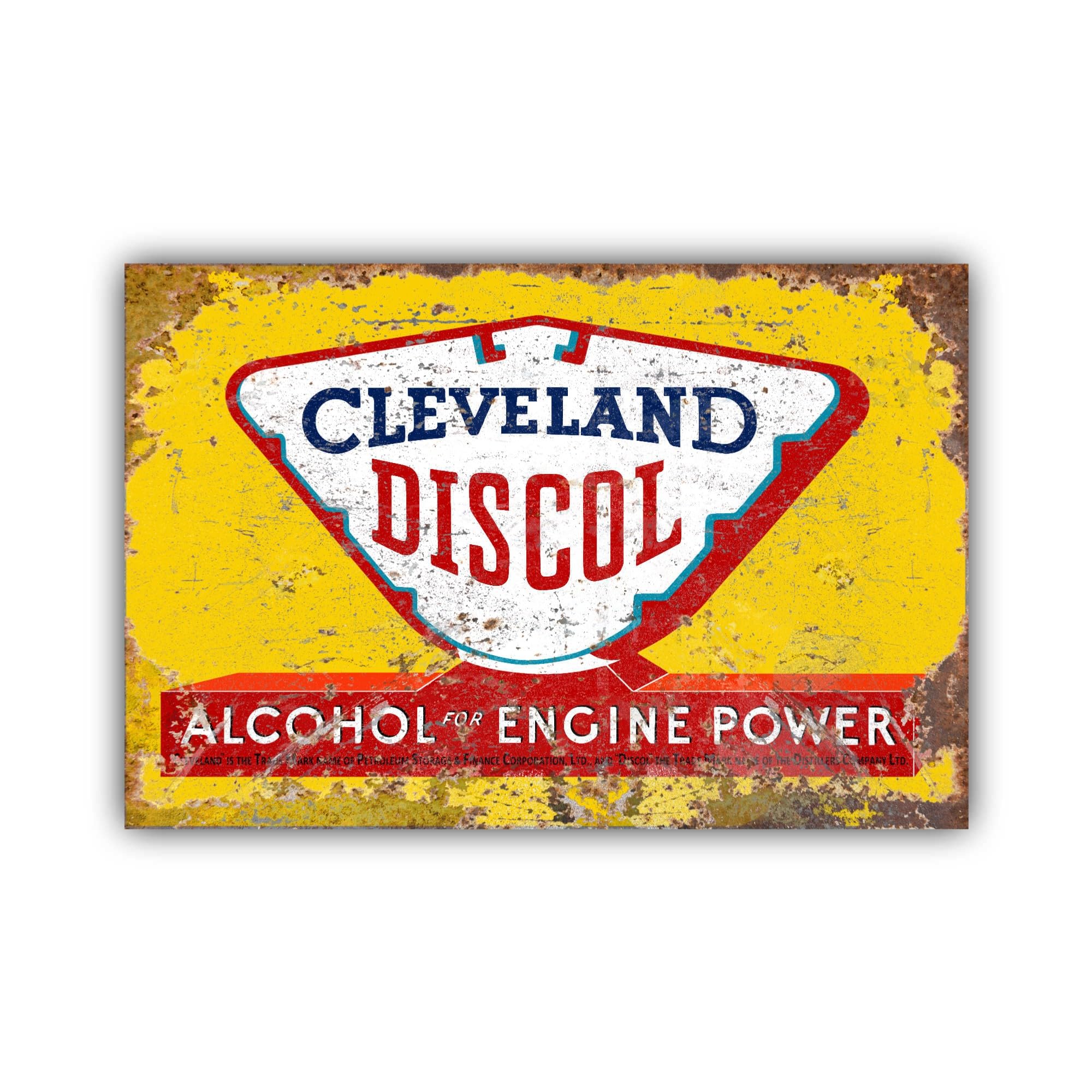 Cleveland Discol - Targa metallica (effetto invecchiato, 60 x 42 cm)