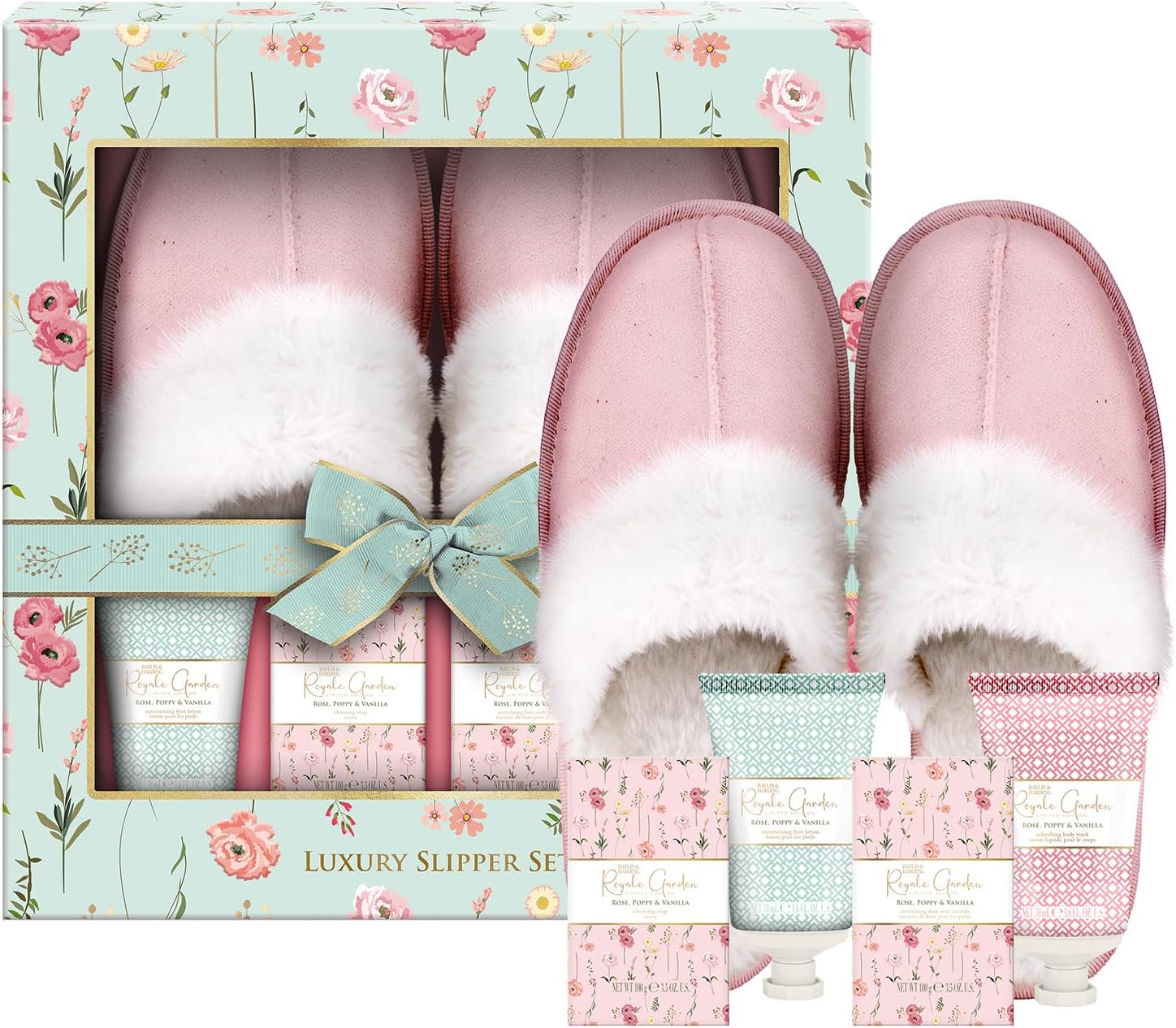 Baylis & Harding Royale Garden Rose, Poppy & Vanilla Luxury Slipper Gift Set - Vegan Friendly (Pack of 1)
