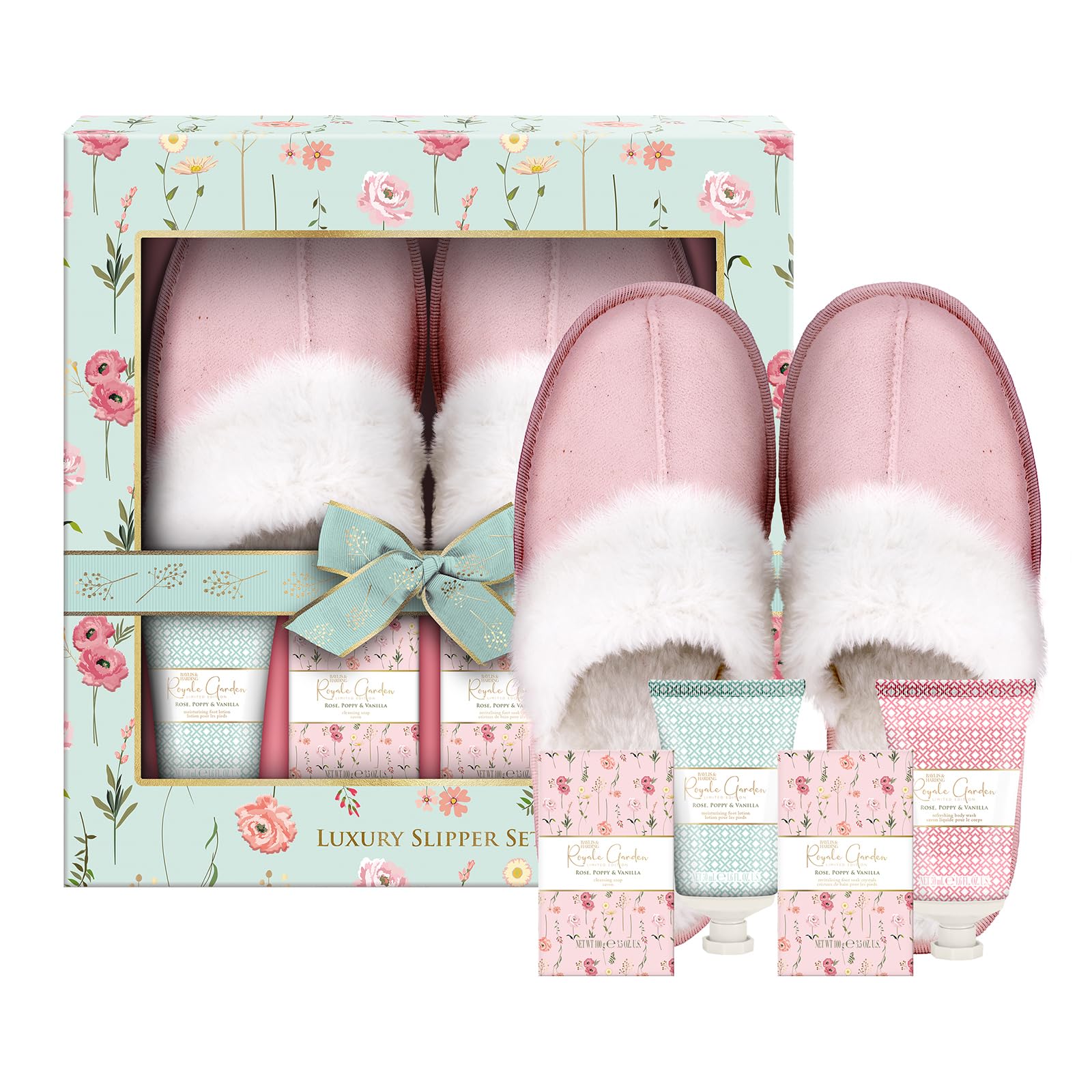 Baylis & Harding Royale Garden Rose, Poppy & Vanilla Luxury Slipper Gift Set - Vegan Friendly (Pack of 1)