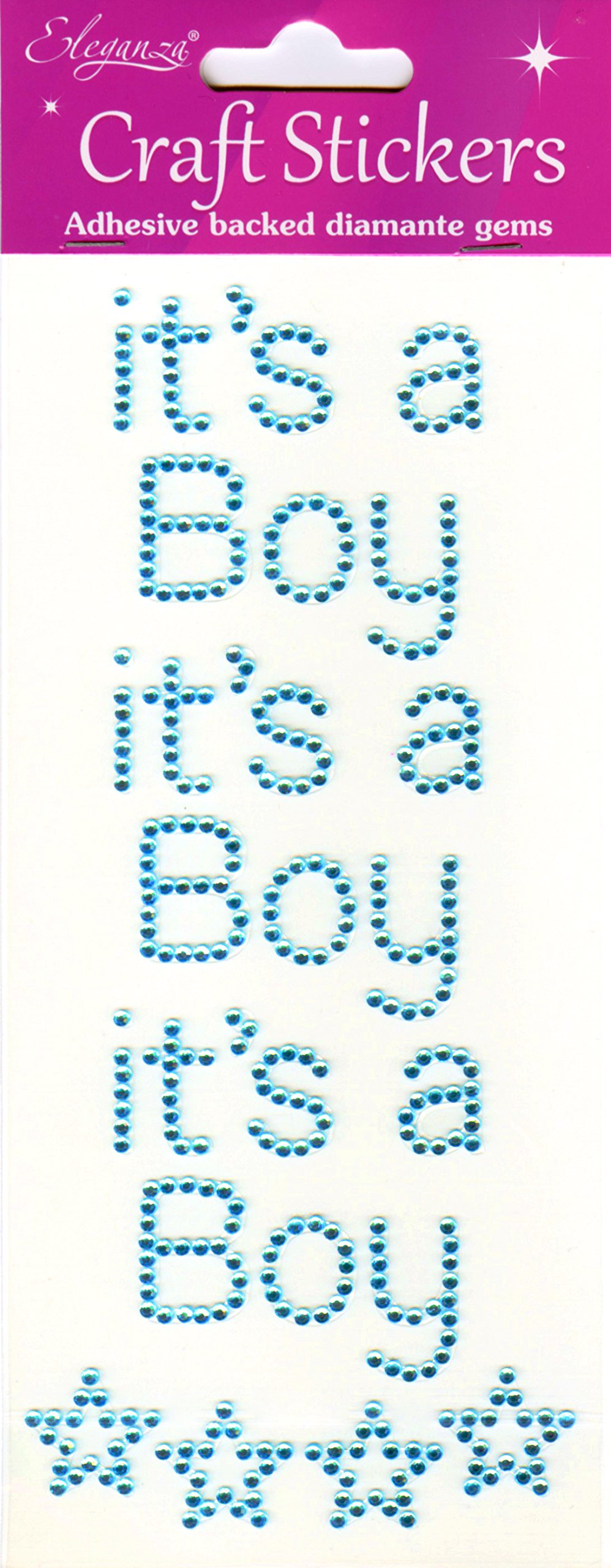 IT'S A BOY Eleganza 3-D Gemstone Stickers Invitations Crafts Scrap Cards