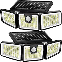 Vista 1 de AmeriTop - Luces solares para exteriores, 2 paquetes, 233 LED de alta luminosidad, luces solares sin cable con sensor de movimiento; 3 cabezas