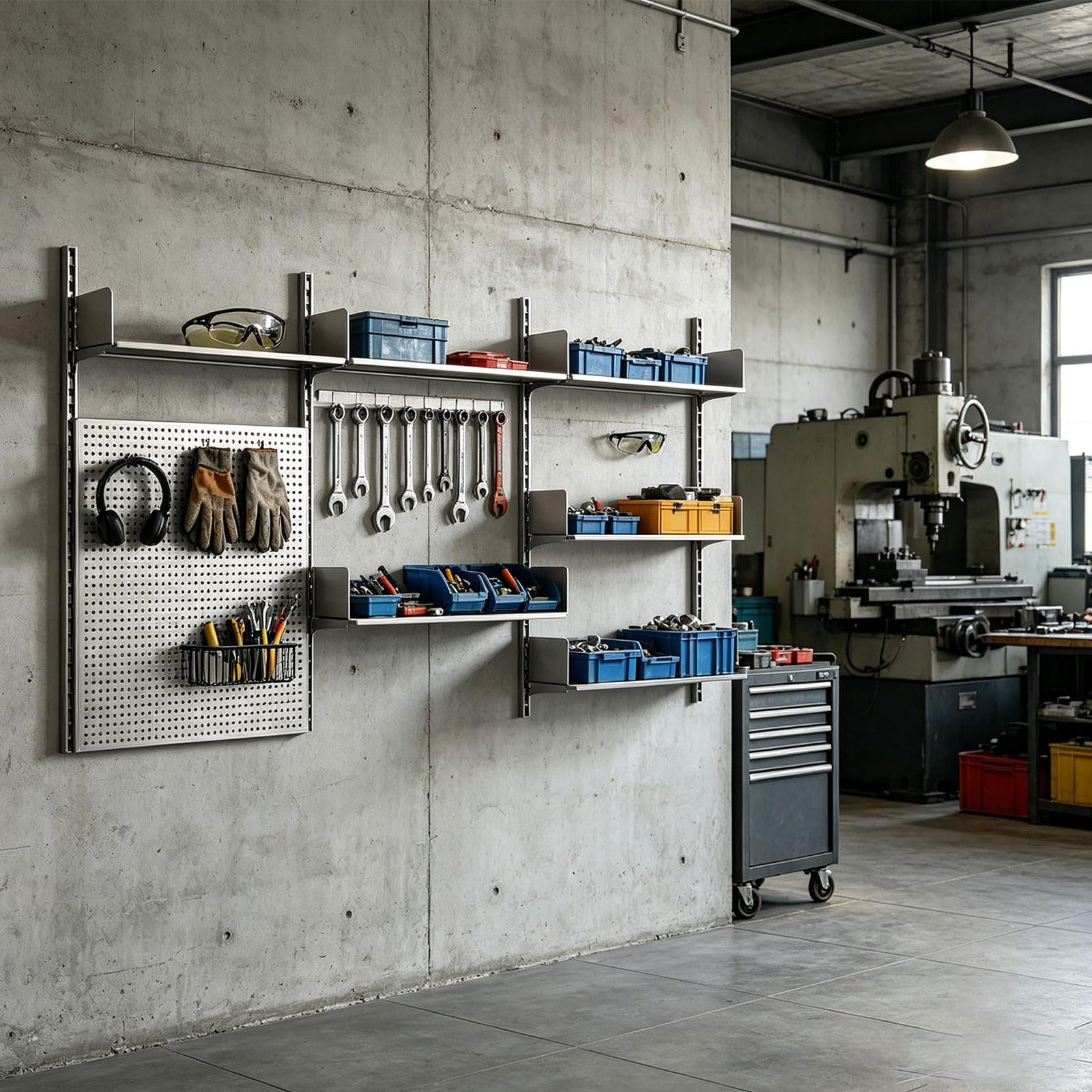 Organizador Pared Herramientas Acero Inoxidable Metal Pegboard Organizer Kit Estantes Ajustables Organizador Hogar Cada Estante Soporta 50Kg para Sala de Estar, Oficina
