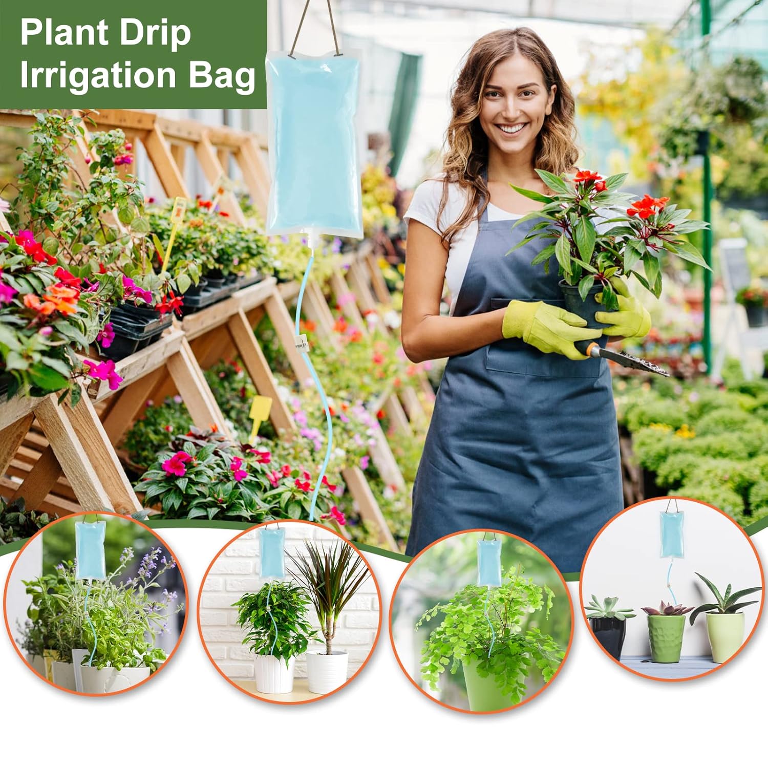 4Pcs 3L Plant Drip Irrigation Bag, Automatic Plant Watering System Devices with Adjustable Flow for Indoor and Outdoor Potted Plants While on Vacation with 4Pcs Hooks : Patio, Lawn & Garden