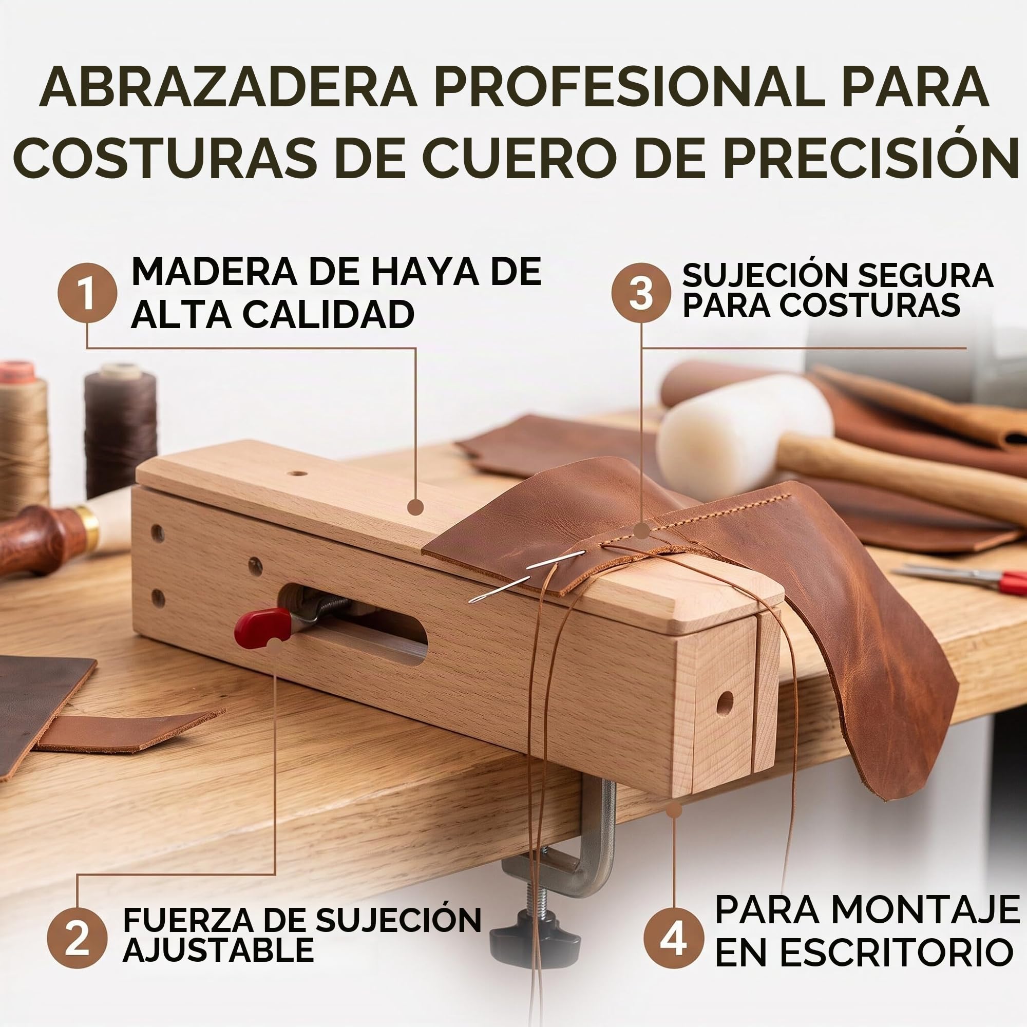 Clip de cuero para trabajo de madera, abrazadera de costura a mano para Leathercraft que cose la mesa de bricolaje herramienta de escritorio