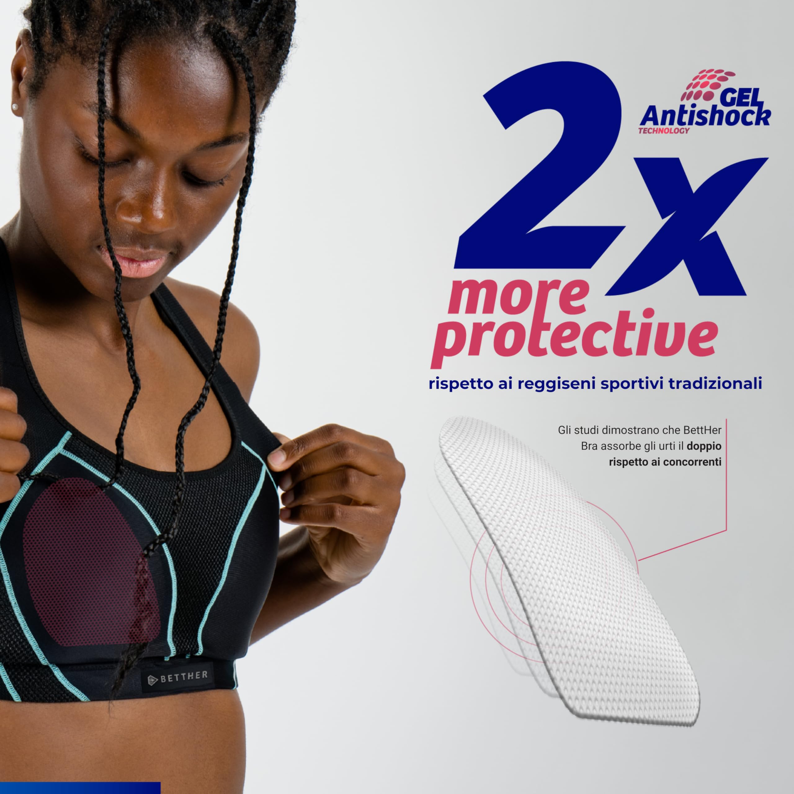 SOXPro GEARXPro - Reggiseno Sportivo Donna - BettHer Bra Antishock+ – Gel Protettivo, Sostegno Forte - Regolabile - ISPO Award 2024 - Palestra, Sport e Yoga