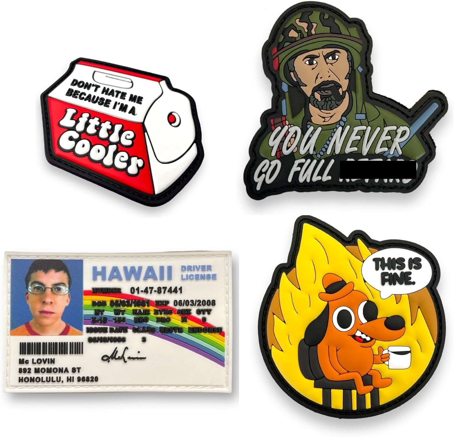 Little Cooler, Never Go Full, McLovin, This is Fine Tactical Morale Patch - Funny Patches, PVC Rubber Tactical Patches for Backpacks, Jeans, Jackets, Hats, Vest and Other Military Tactical Gear