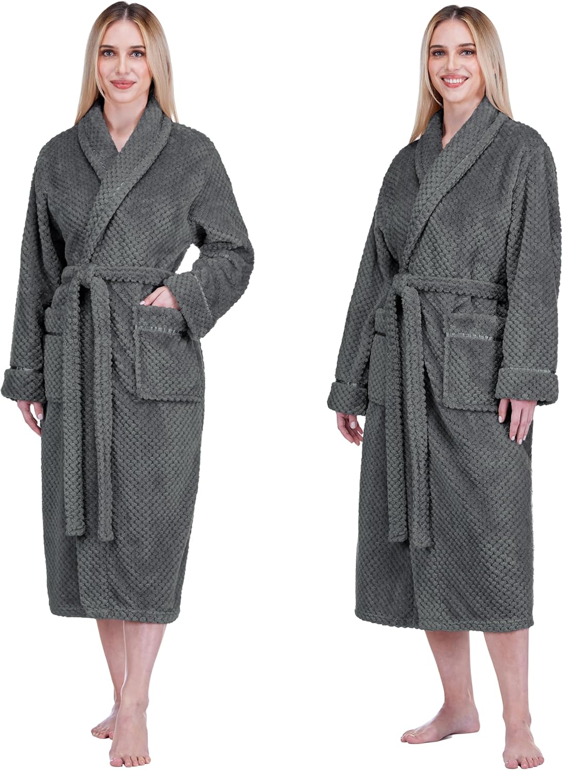 PAVILIA Women Plush Fleece Robe, Soft Textured Bathrobe, Lady Cozy Spa Long Robe - Image 5
