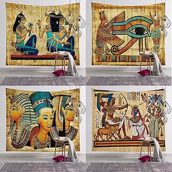 パピルス　古代エジプト神話のタペストリー Amazon.co.jp: OERJU 70.9x63インチ 古代エジプト神話