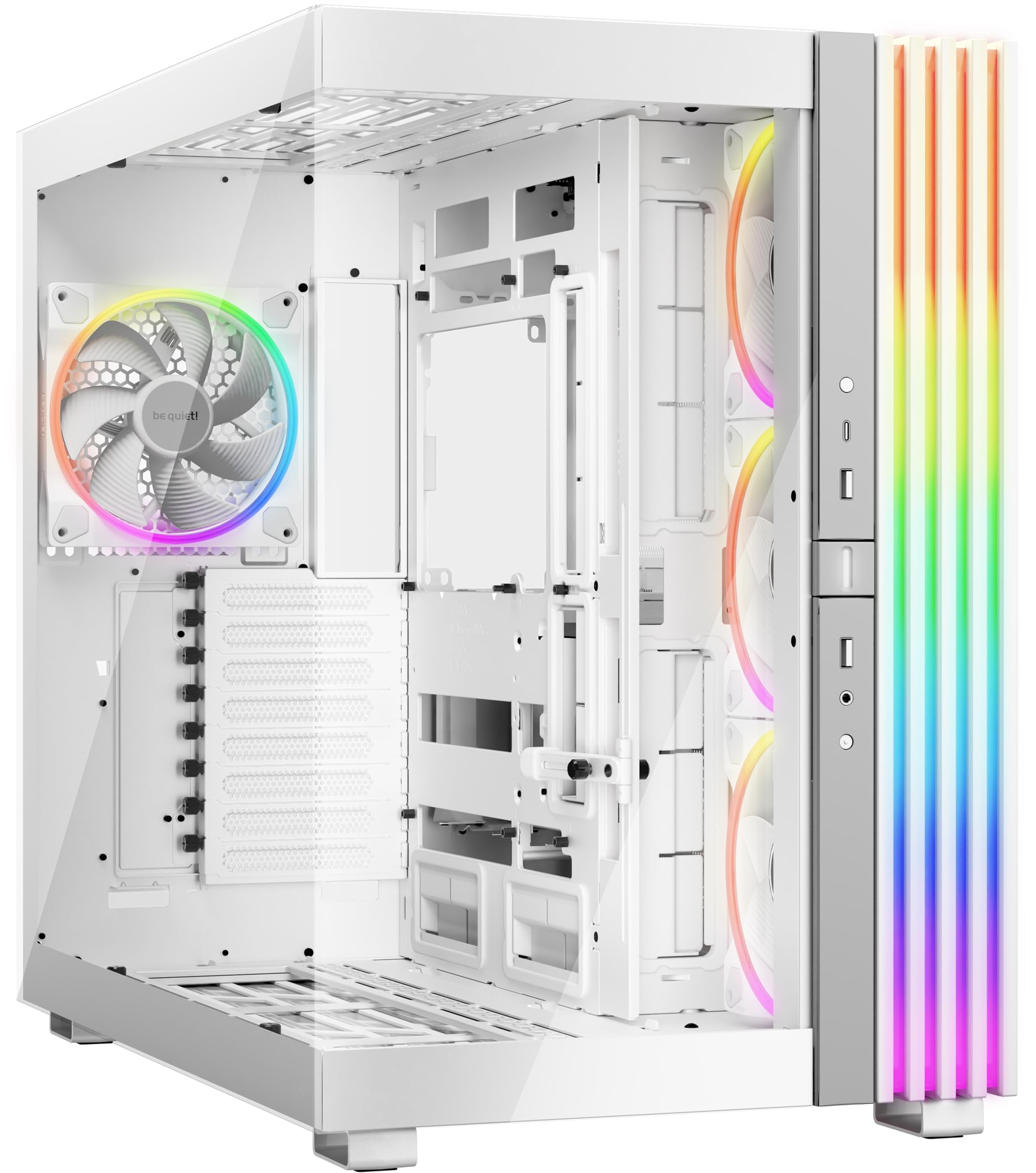 be quiet! Light Base 900 FX White Caja de PC, Vista panorámica, illuminación Impresionante, Caja de exposición, diseño de 2 cámaras, LED ARGB, 4 Ventiladores Light Wings 140mm PWM White