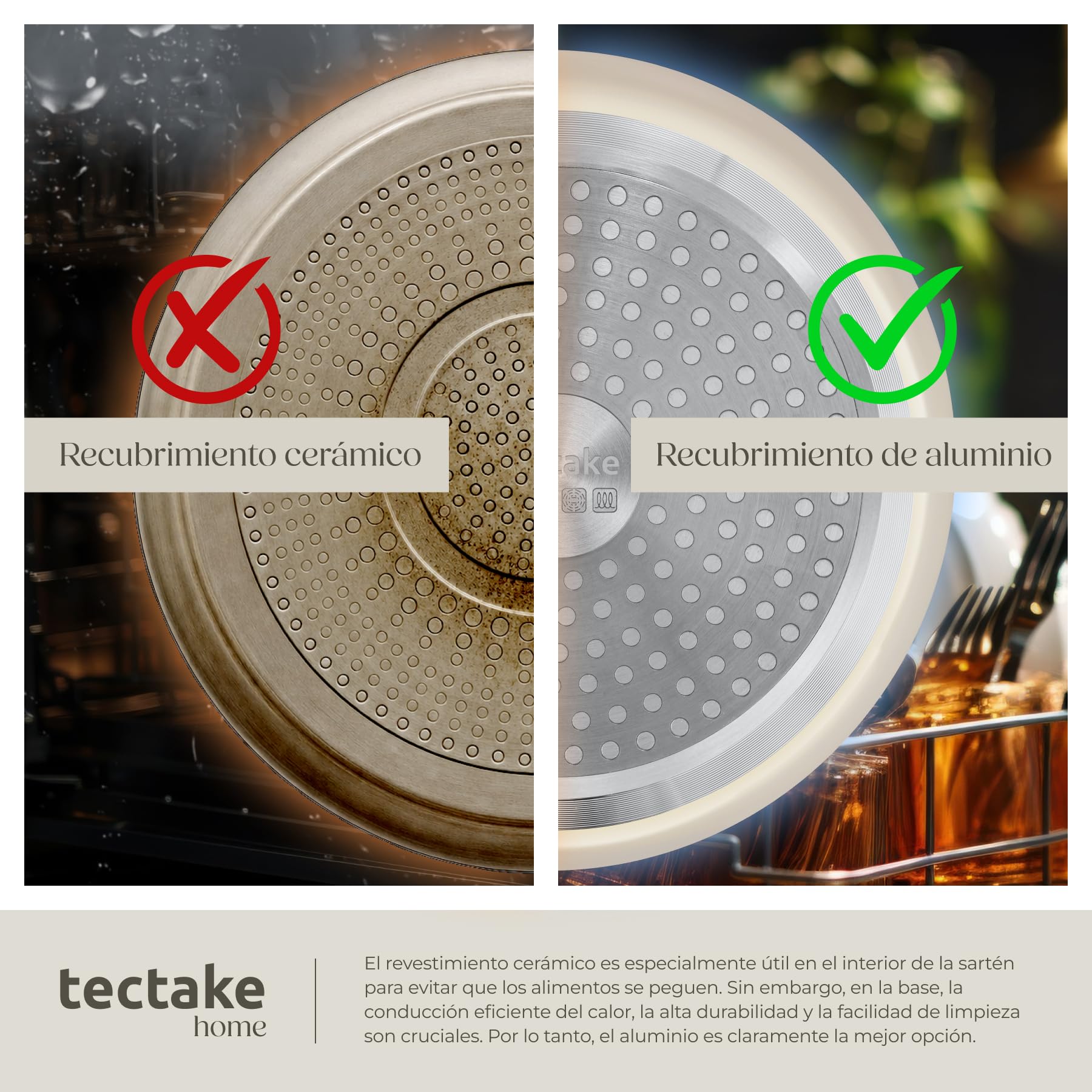 tectake® Juego de Cocina 16 Piezas Apto para Inducción, Incluye 2 Ollas Cocina Grandes, 3 Sartenes, Todo con Recubrimiento Cerámico Antiadherente y con Asas Extraíbles, Cocinas Completas - Blanco
