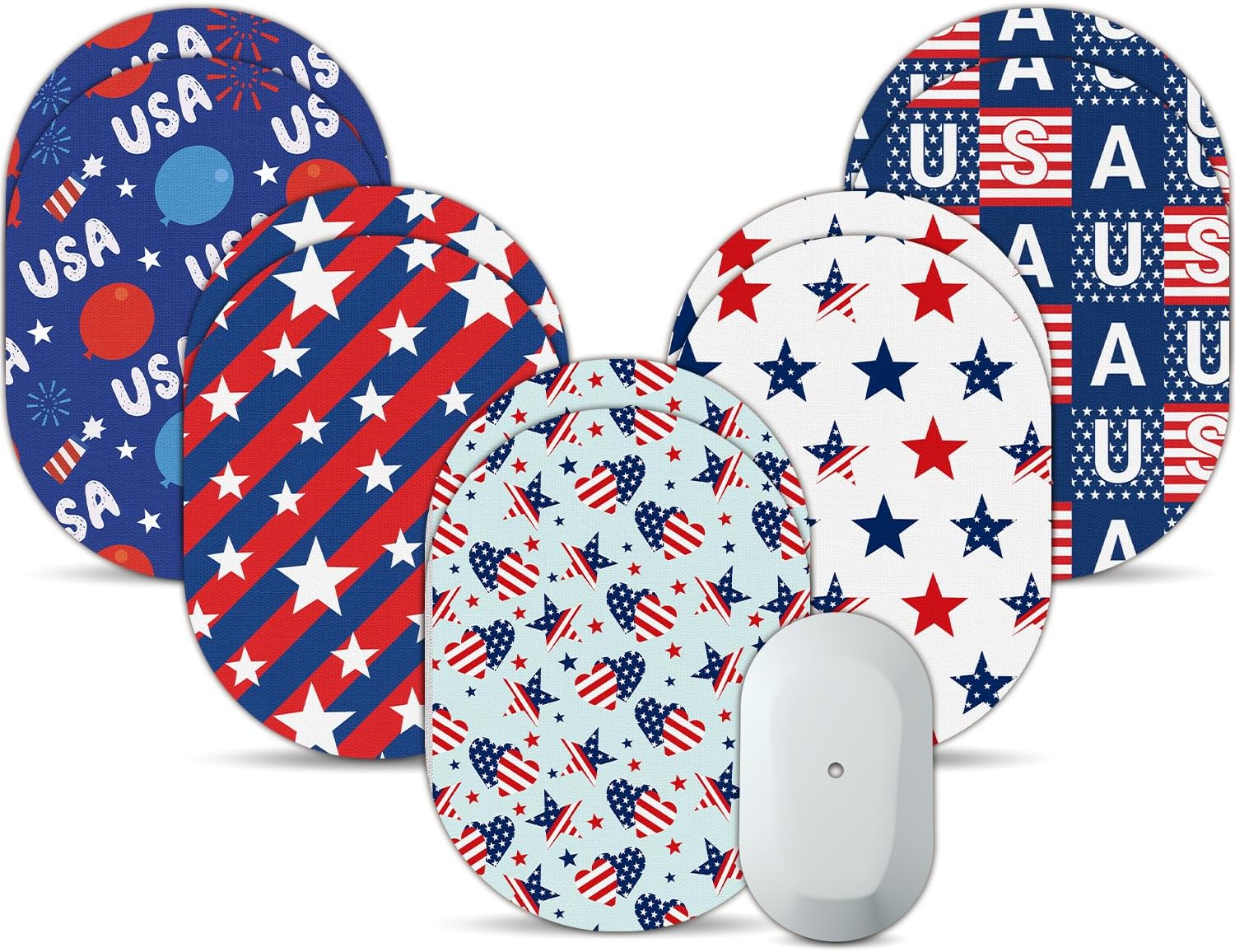 Dexcom G6 Adhesive Patches (10-Pack) - Bump-Proof with Hard Cap, Waterproof, Breathable, Medical Adhesive, 10-Day CGM Protection (Flag)