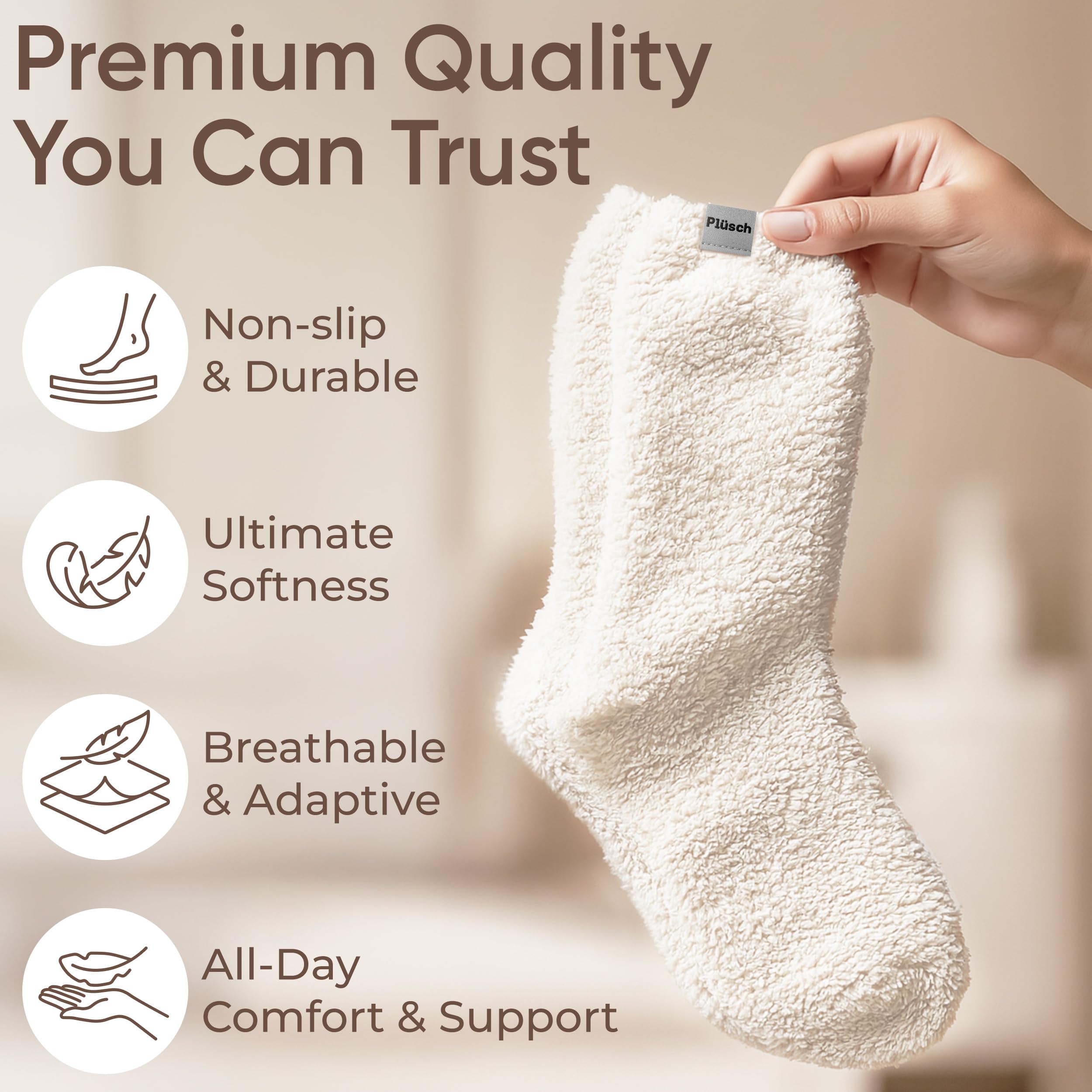 Plüsch Gift for Women – Ultra-Soft Cozy Cloud Socks in Kraft Envelope – Thoughtful Self-Care, Unique Birthday Gifts for Women