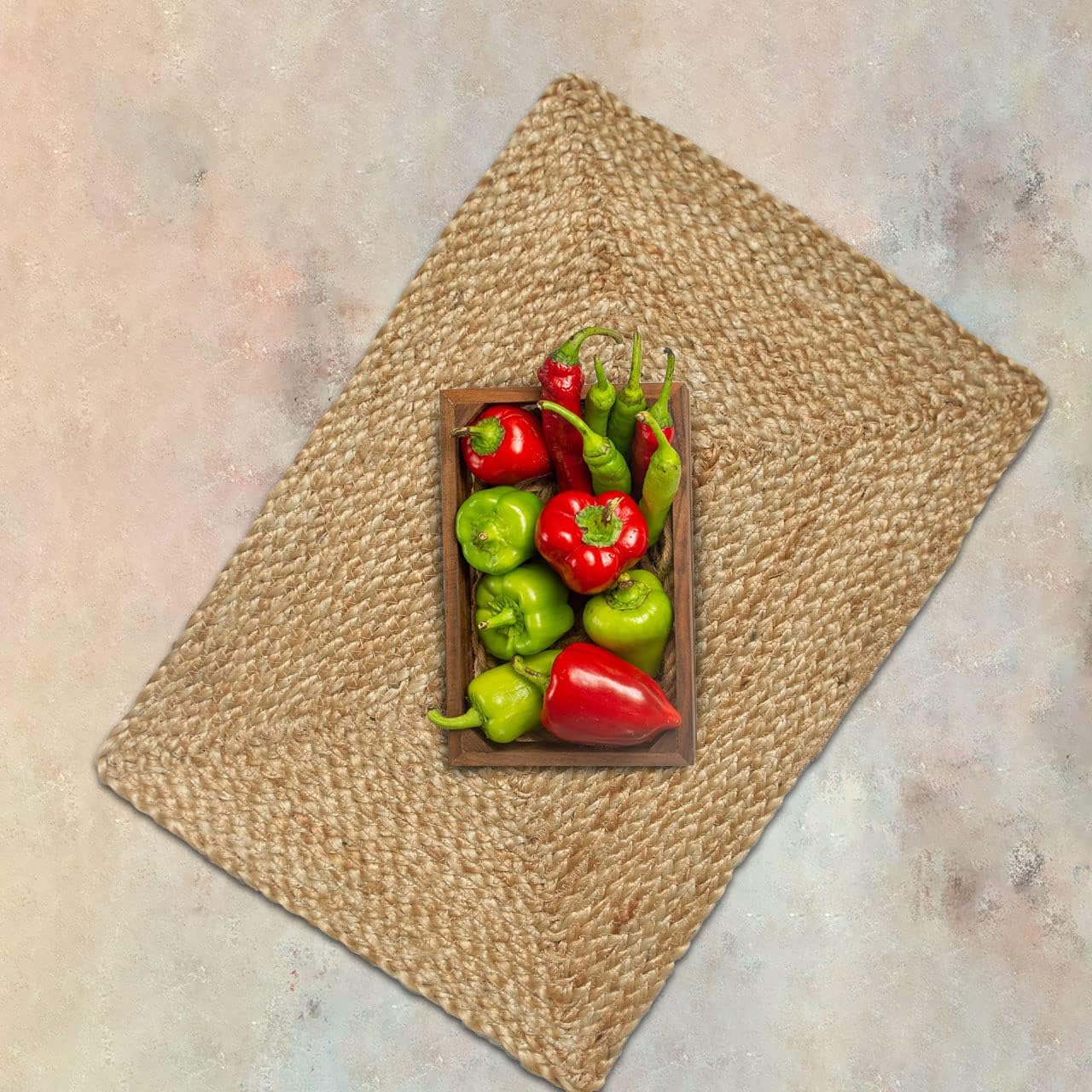 Revive Natural Jute Placemats Set of 4 – 17 x 12 inches Rectangular Braided Table Mats with 42 x 13 inches Table Runner, Heat Resistant, Reusable Handmade Eco-Friendly Tablemats for Dinning Table