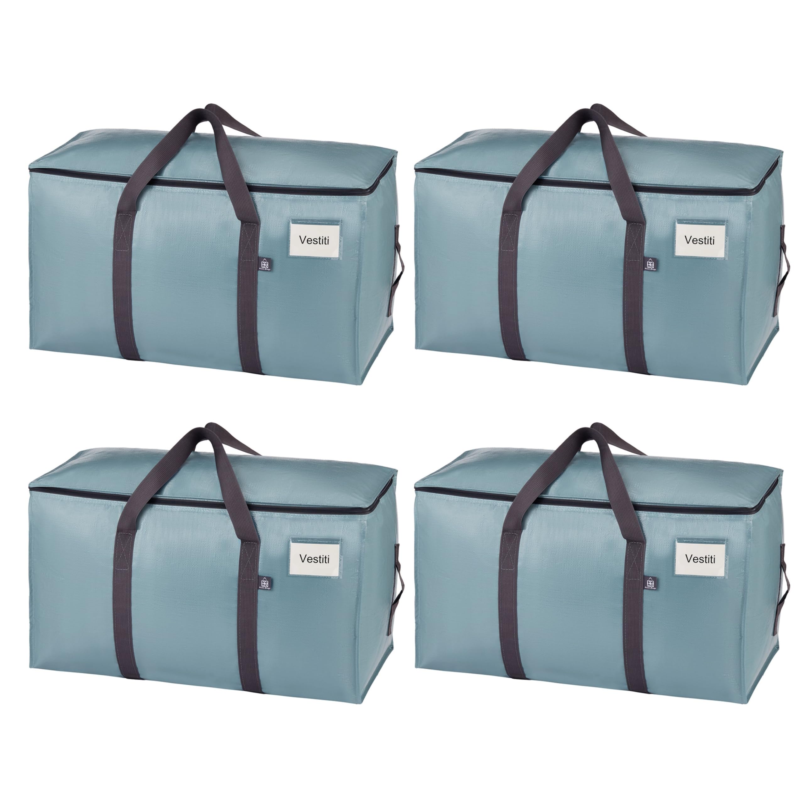 VENO Set da 4 Borse per traslochi extra grandi con cerniere e maniglie per il trasporto, scatole trasloco resistenti per risparmiare spazio (Azzurro, Set da 4)