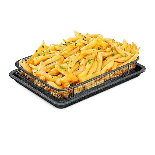 Bakken Swiss Crisper Tray 2-Piece Set Gray Marble Coating