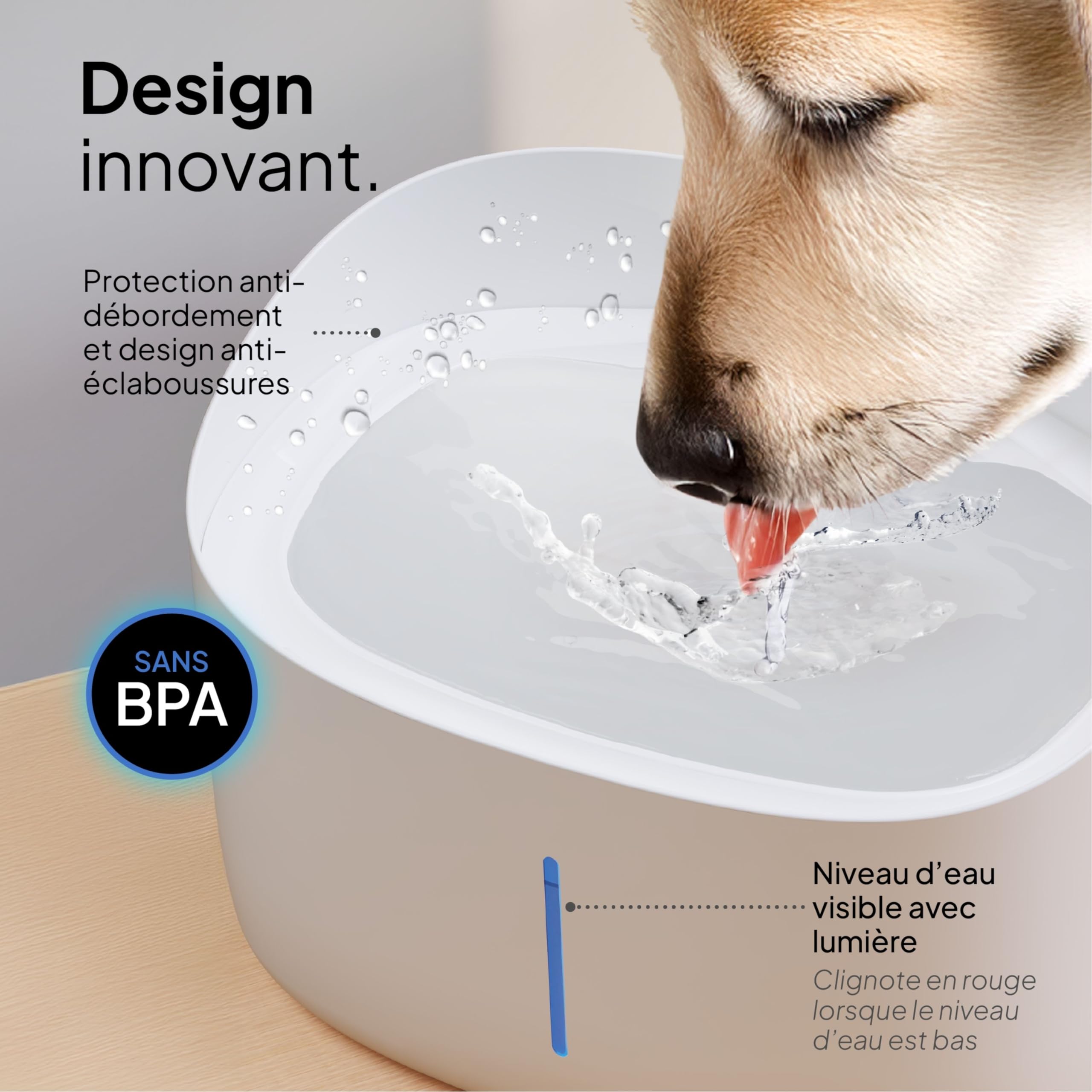 Pretty Paw Fontaine à Eau Chien 7L Grande Capacité - Filtration Charbon Actif, Circulation Continue, Indicateur LED, Distributeur d’Eau pour Chiens et Chats - Dog Stream (Blanc)