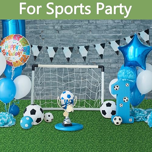 Miniatura 7 de Mepase Mantel de césped en rollo de césped verde de 54 pulgadas x 100 pies, mantel con caja de corte para decoración rectangular de fútbol,