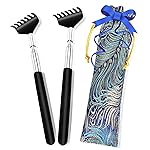 ONEEKK Portable Extendable Back Scratcher, 2 Pack Metal Telescoping Backscratchers for Adults, Kids,Dogs Itch Scratcher with Beautiful Gifts Packaging