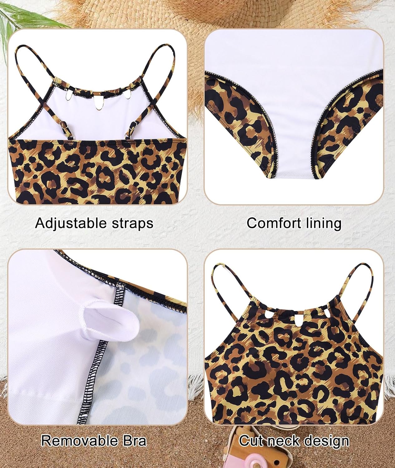 Girls Swimsuit One-Piece Bathing Suit with Mesh Cover Ups Adjustable Straps Cut Out Swimwear Size 7-16