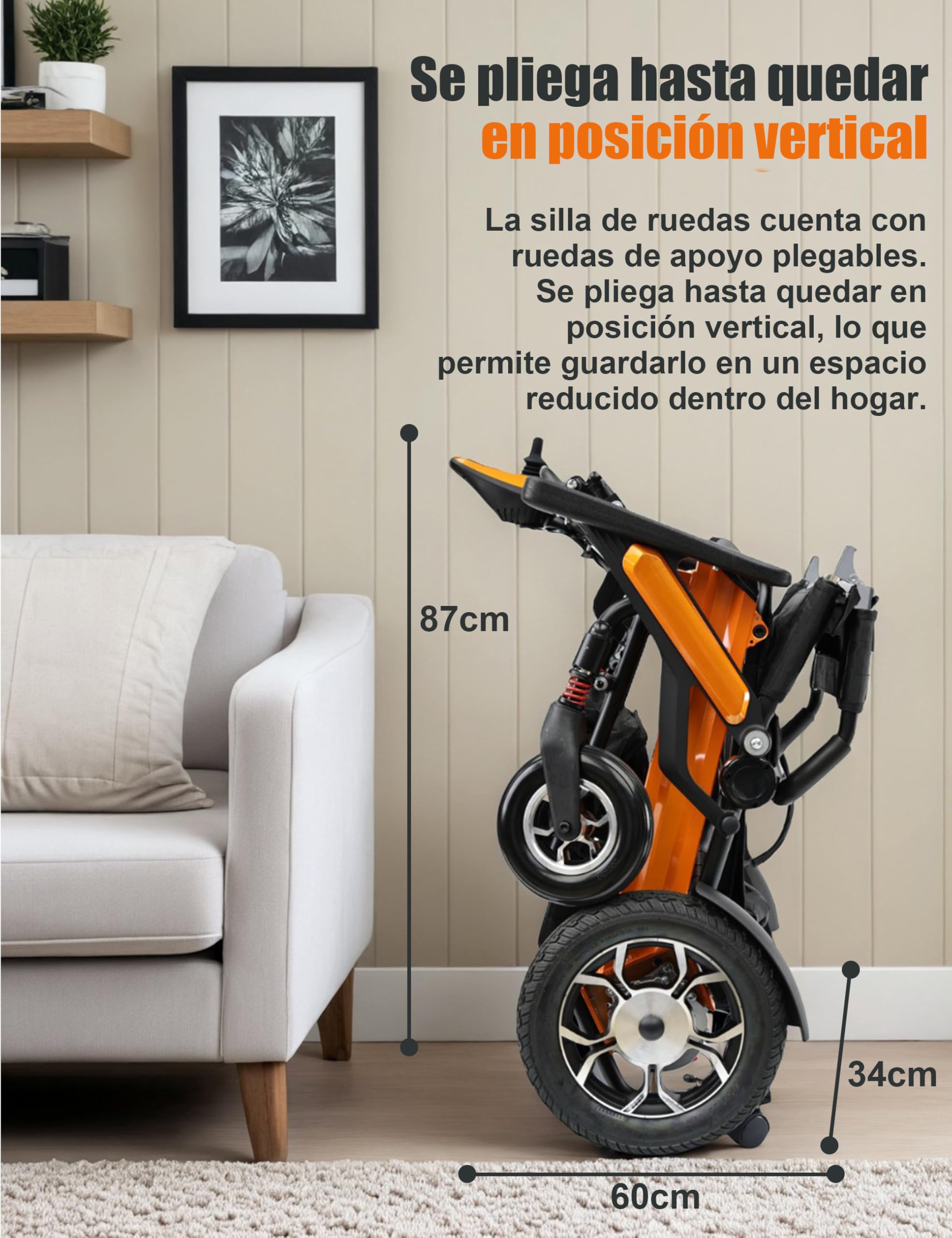 Silla de ruedas eléctrica plegable con asiento ergonómico, silla de ruedas eléctrica todo terreno de 25 km para personas mayores, freno electromagnético, ideal para movilidad en la vida