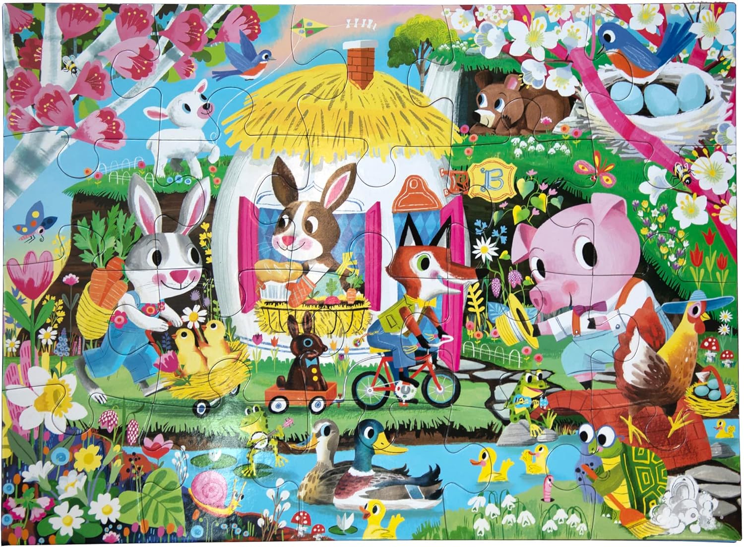 eeBoo: Celebrate Spring 20 Piece Puzzle for Kids, Encourages Hand-Eye Coordination, Fine Motor Skills, and Problem Sloving, 15" x 11" Once Completed, For Ages 3 and up