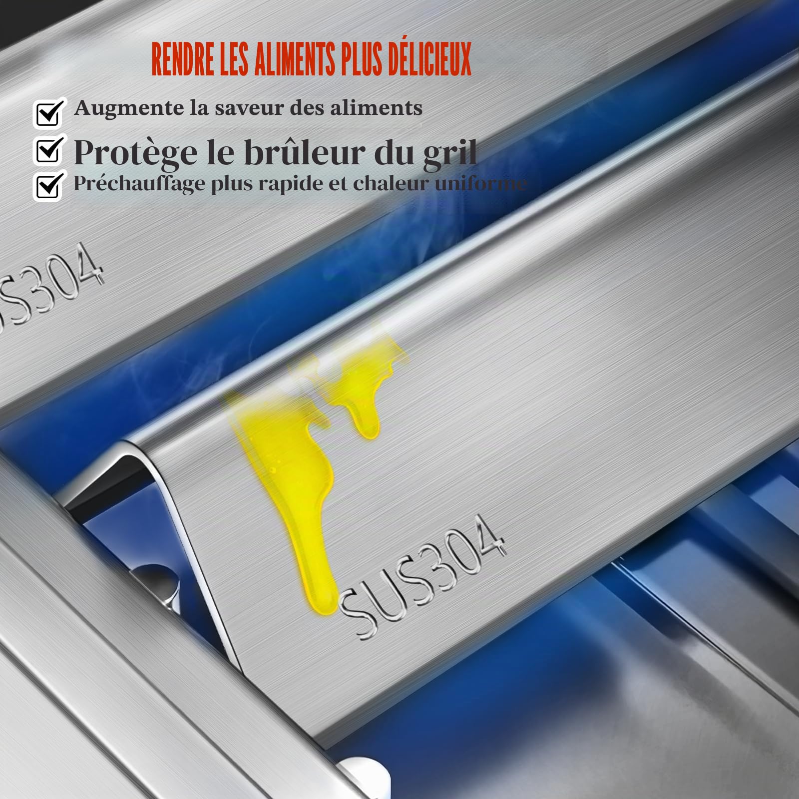 Hisencn 7635 Flavorizer Bars pour Weber Spirit E210, S210, E220, S220 avec Boutons de Commande Avant, Plaque chauffante en Acier Inoxydable 304 pour Barbecue Weber Spirit série 200