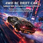 RC Voiture de drift 1:24 Télécommande 4WD 15KM/H Voiture Sportive High Speed Racing avec LED Lumières RC Voitures Jouet Voitures pour Enfants Garçons Filles Adultes Cadeaux Anniversaire Noël Batteries rechargeables (Noir)