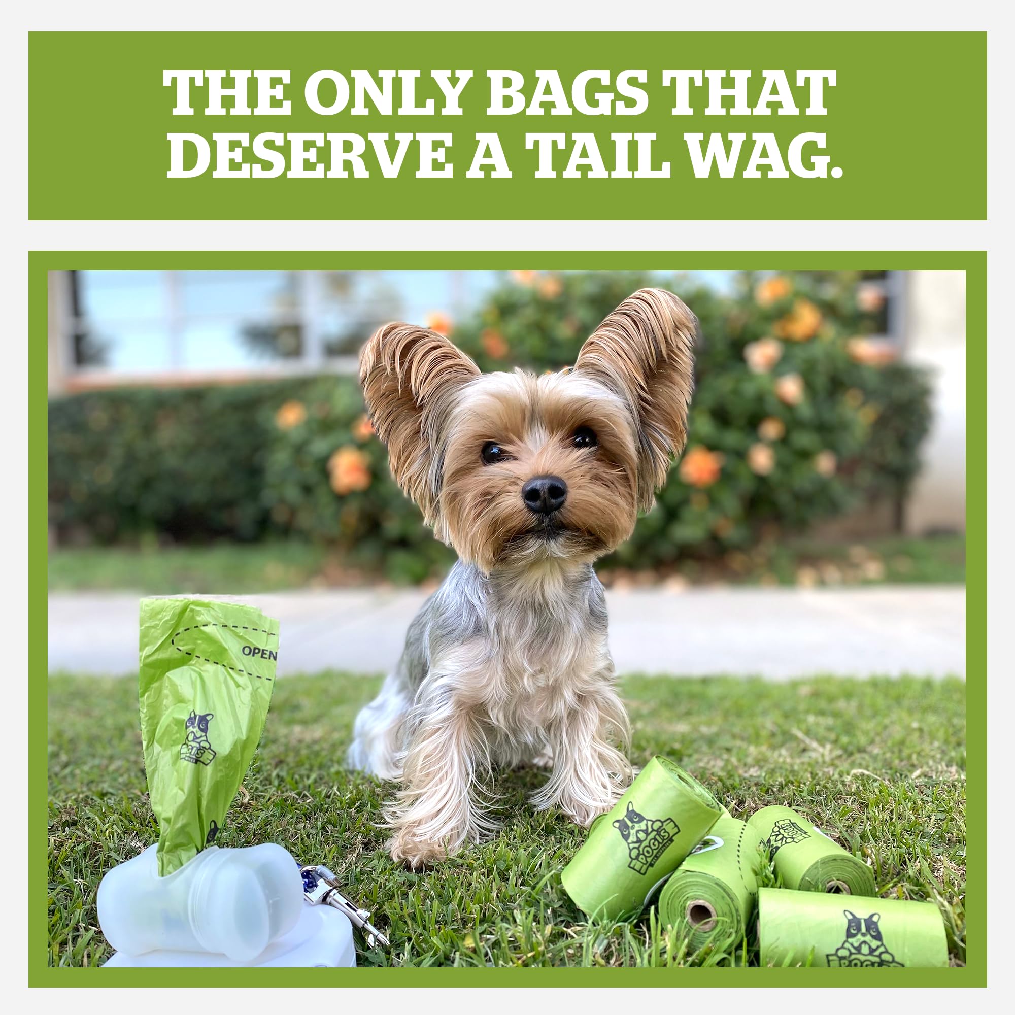 Pogi's Poop Bags - Bolsas Compostables para excremento de Perro - 32 Rollos (480 Bolsas) - Impermeable, Vegetal, Bolsas Compostables para Residuos de Perros con Certificación ASTM D6400, EN 13432