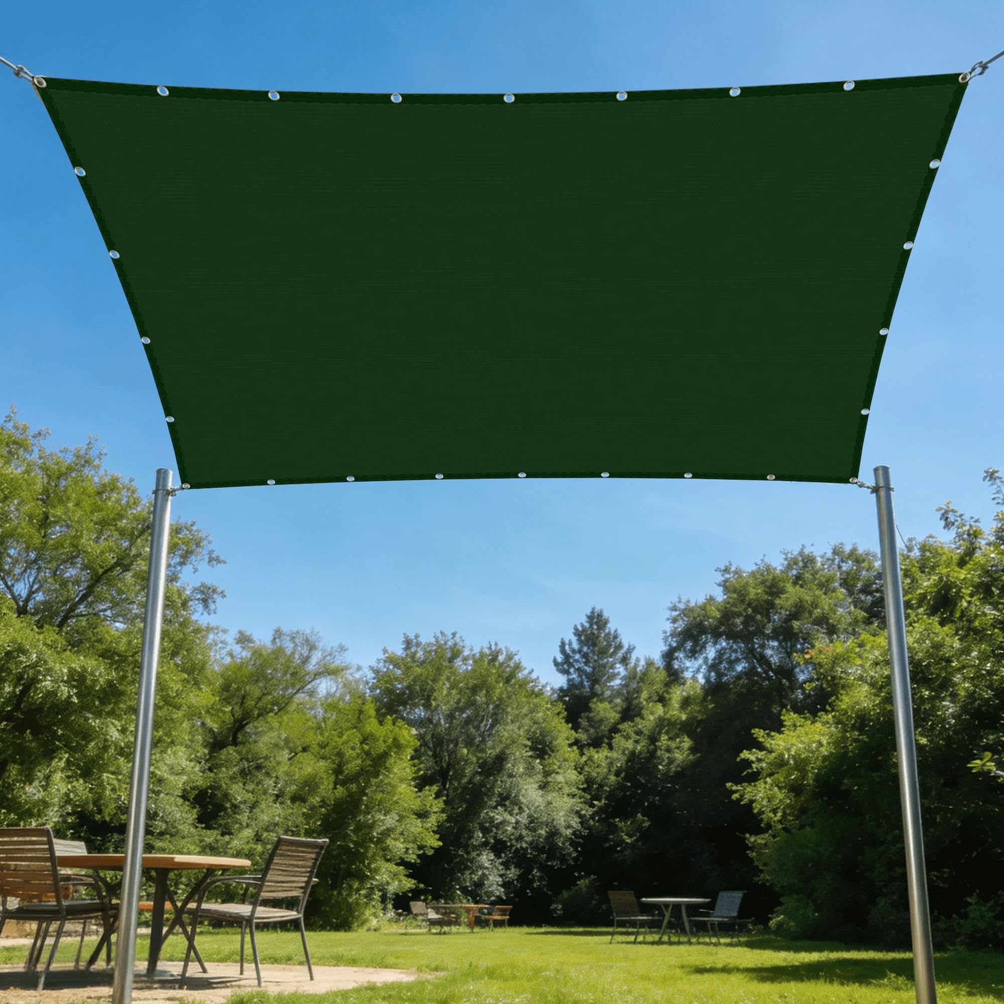 Voile d'ombrage résistant à l'eau 380x400 cm grande toile imperméable verte