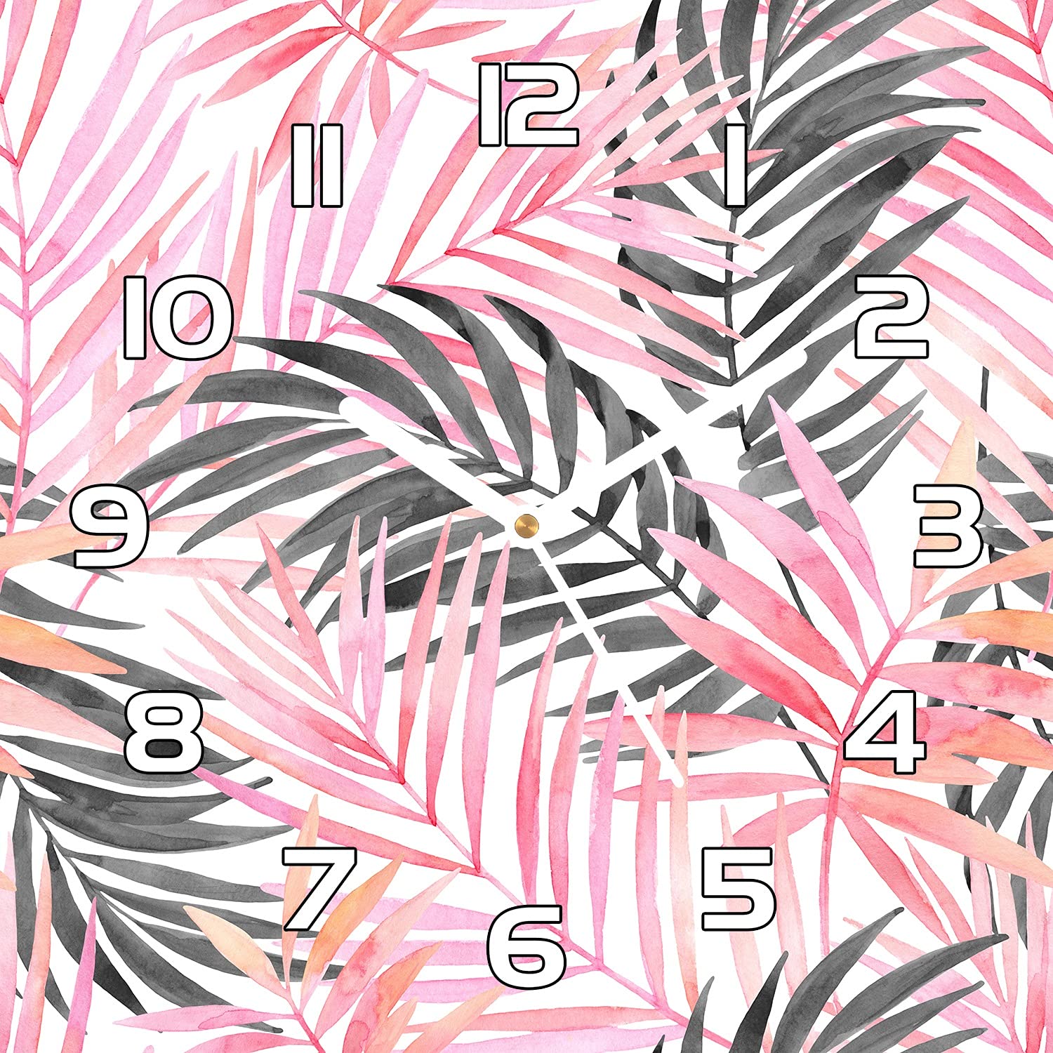 Horloge en Verre Cuisine Ambiance Tropicale avec Motif Feuilles de Palme 30x30 cm