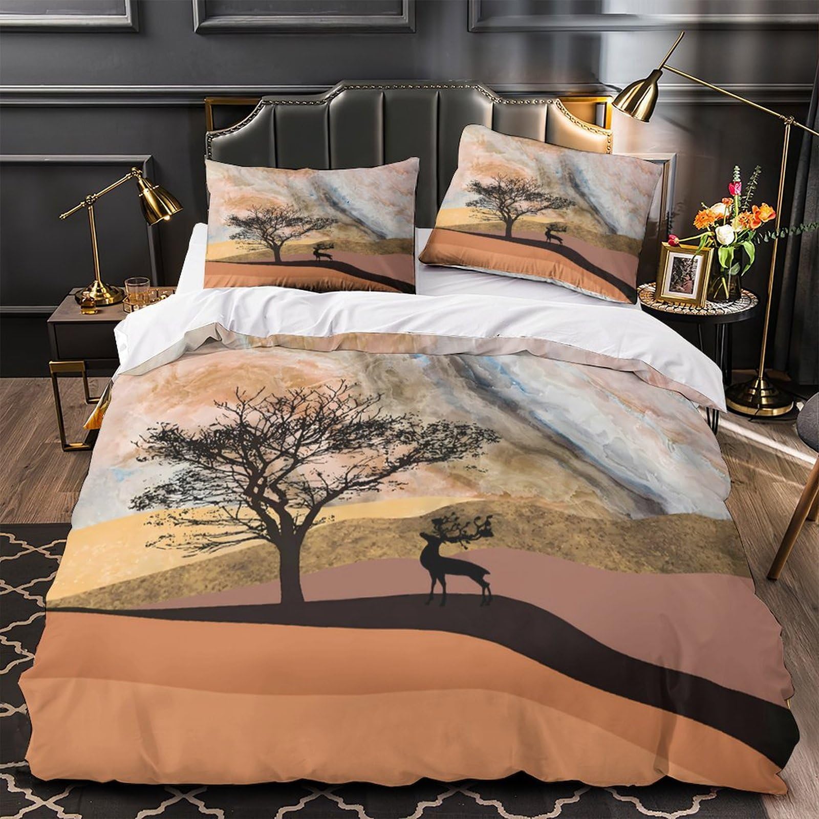 Housse de Couette Cheval Art Décoratif Parure Lit 3D Super King 260x220