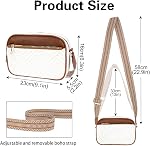 Crossbody Bags for Women, Quilted PU Leather Shoulder Bag with Adjustable Wide Strap, Small Camera Crossbody Purses for Women, Trendy White Handbag Multi Compartment for Travel Shopping Work