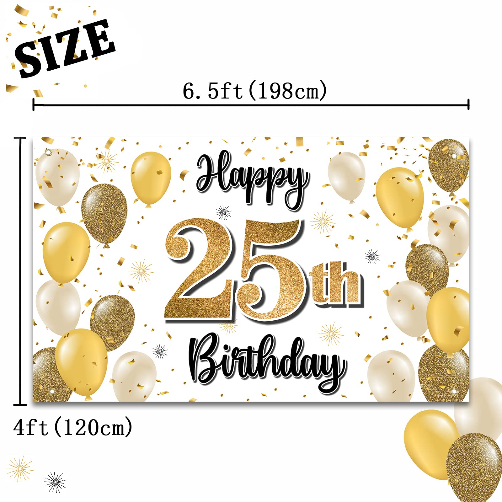 I'm 25 Bitches! Gold Glitter Banner – 25th Birthday Party Decor, Pre-Strung & Ready To Hang - View #9