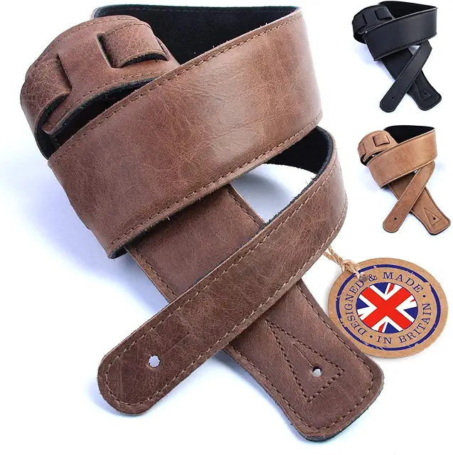 British Handmade Leather Guitar Strap - Ultra Soft Italian Nappa, Padded