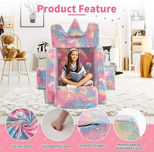 Miniatura 5 de Sofá modular de juegos para niños, 13 piezas, sofá modular para niños, sofá infantil para sala de juegos, sofá modular para niños y niñas, sofá de