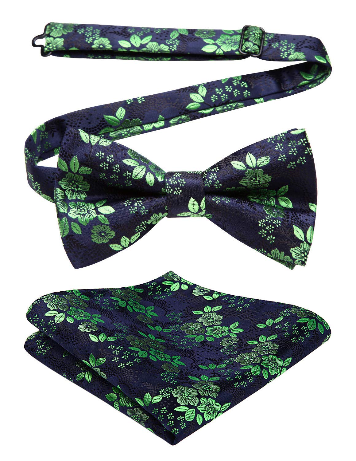 HISDERN Bow Ties for Men Paisley Floral Pre-tied Bowtie Pocket Square Set Men's Formal Bow Ties Wedding Party