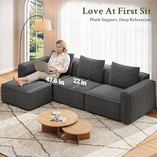 Miniatura 4 de sofá biplaza de 75 pulgadas, cómodo sofá de chenilla, sofás pequeños con estructura de madera para espacios pequeños, sofá biplaza moderno de 2 Gris