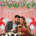 Flyloons 85th Anniversary Decoration Items Silver for Men Women Husband Wife Home Living Room Parent With 10 Pc Confetti Balloons Happy Anniversary Banner 4 Pc Star Heart Set Kit gallery image