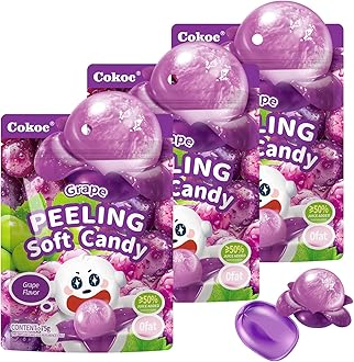 COKOC Peelable Gummies Grape,Peeling Gummies Grape Candy,Individual Packaging 2.64oz Bag Fruit Peelable Candy(Pack of 3)
