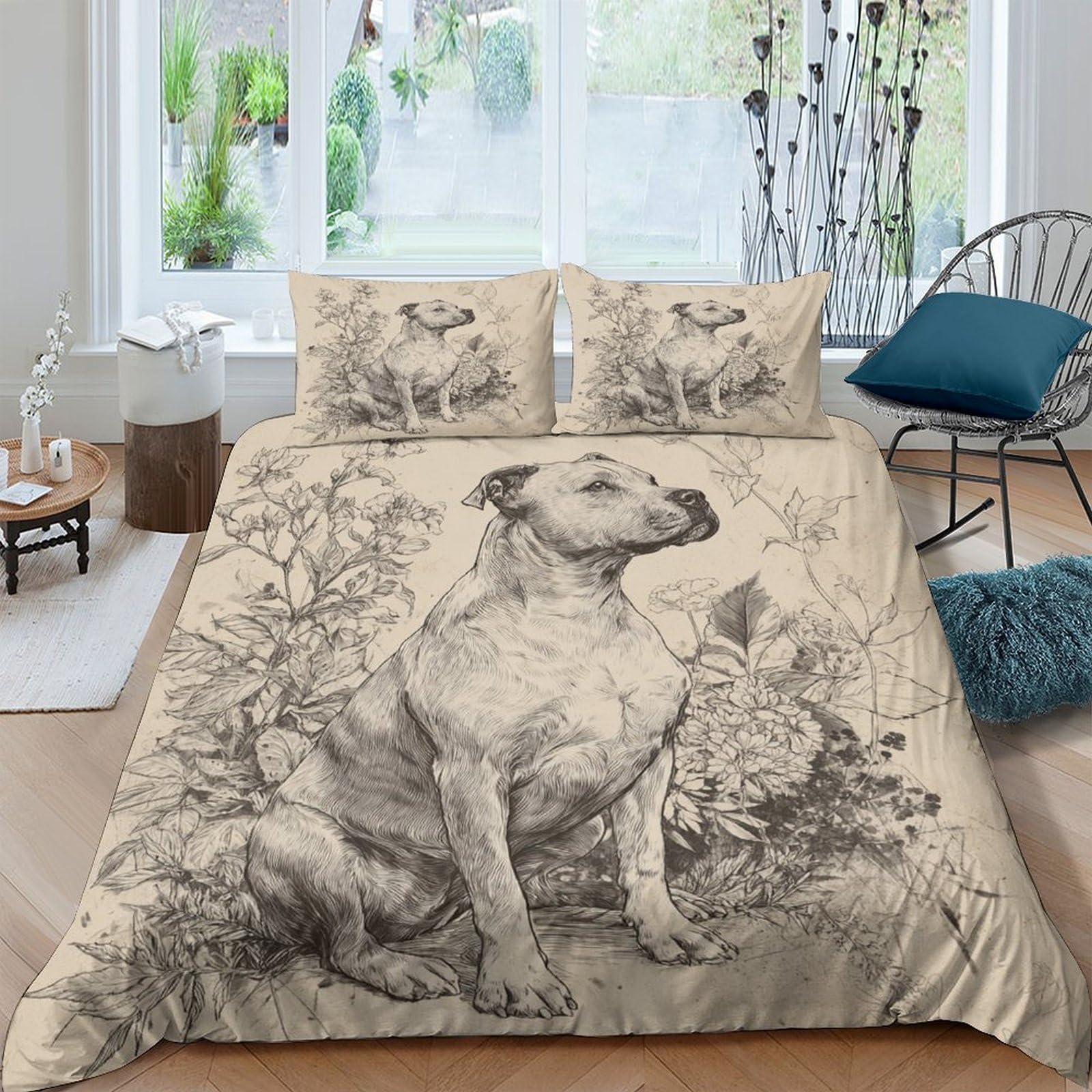 Ctjqhvkz Style-5 3D Printed Realistic Dog Art Fitted Sheet Microfiber Breathable Animal Illustration Bed Cover For Bedroom Guest Room Decor Single（135X200cm）
