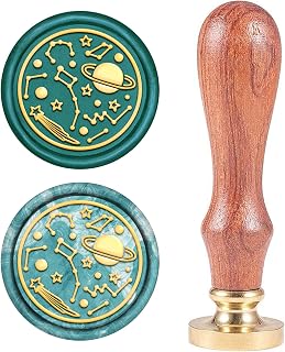 CRASPIRE Wax Seal Stamp Universe Star Map Sealing Stamps Retro Wood Stamp Removable Brass Head 25mm for Wedding Envelopes Invitations Embellishment Bottle Decoration