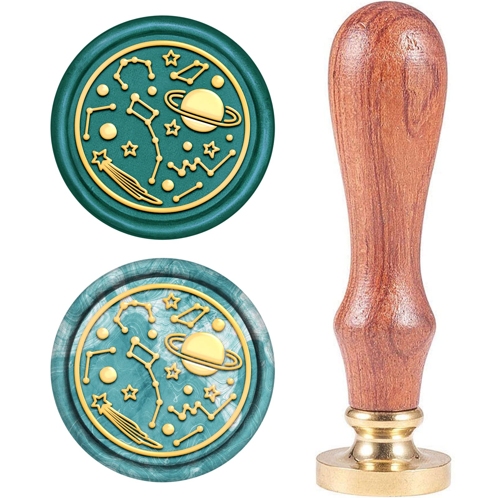 CRASPIREWax Seal Stamp, Vintage Wax Sealing Stamps Universe Star Map Retro Wood Stamp Removable Brass Head 25mm for Wedding Envelopes Invitations Embellishment Bottle Decoration