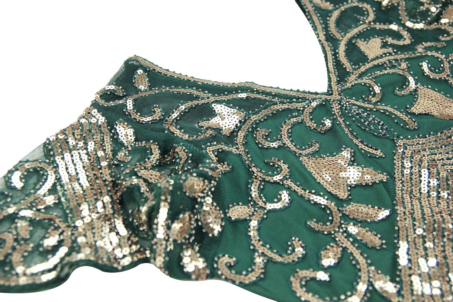 Women's 1920s Sequins Flapper Gatsby Cocktail Dress with 20s Headband Accessories Set - Image 3