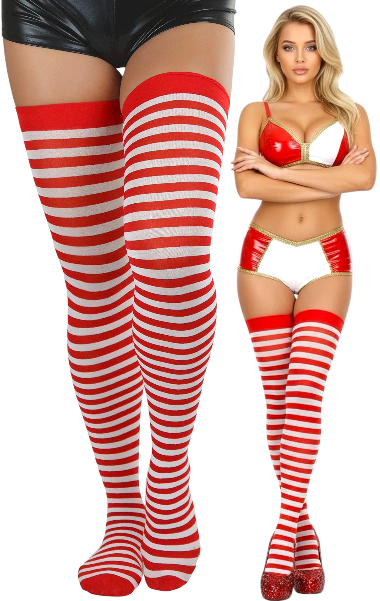 ToBeInStyle Women’s Opaque Hosiery Thin Striped Thigh High Long Stocking