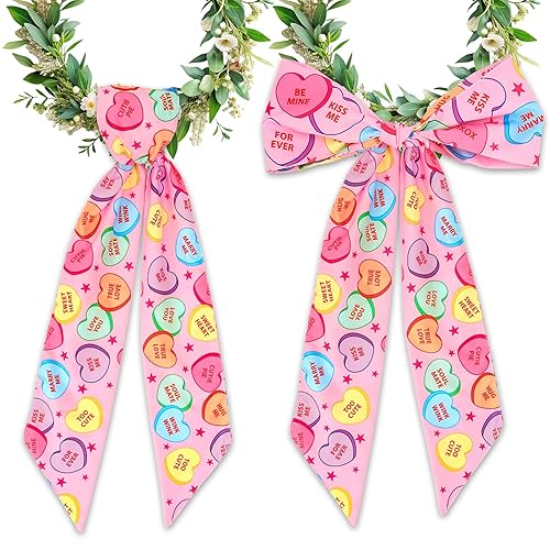 FYSUIMU 2Pcs Valentine's Day Wreath Sash for Front Door Conversation
