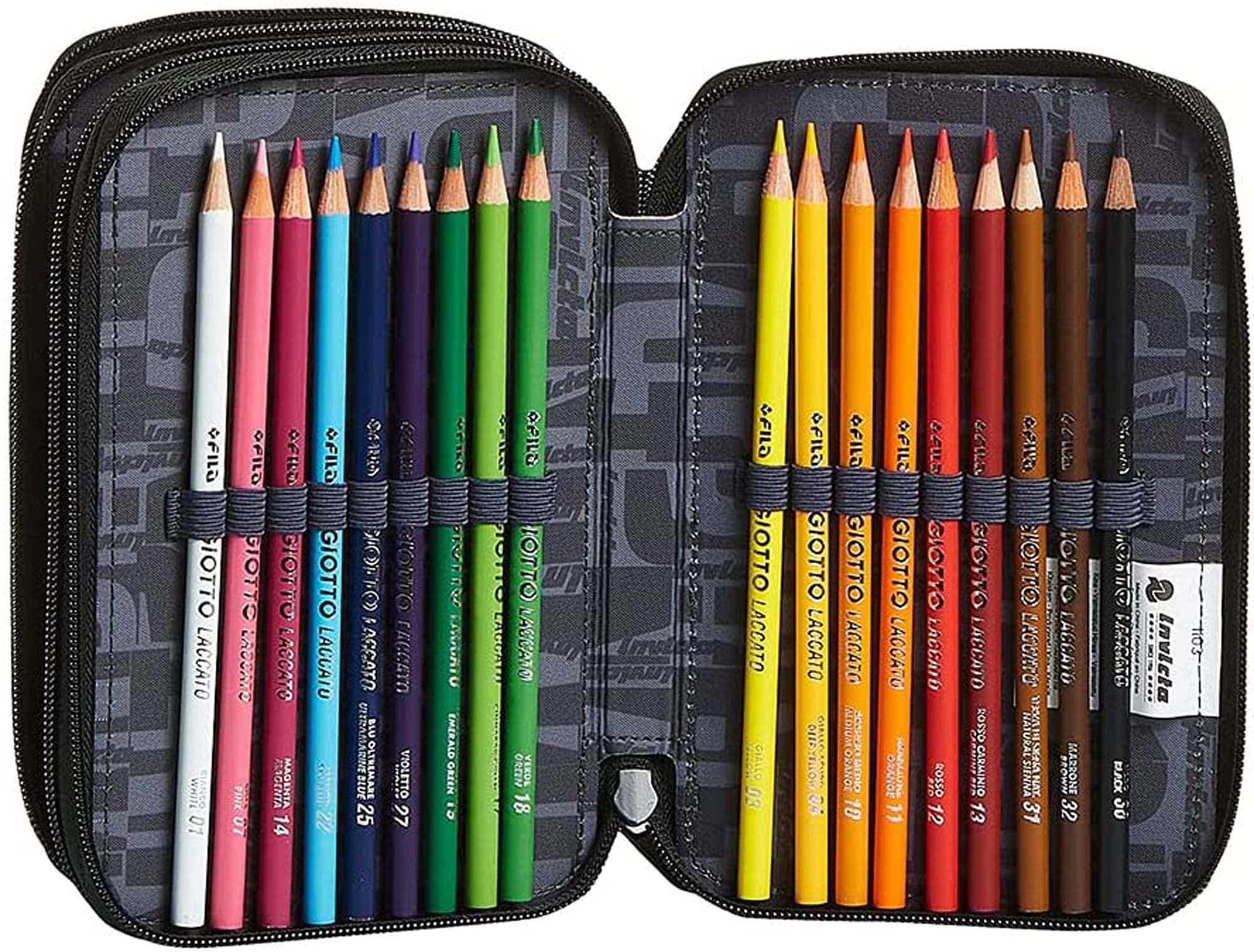 Invicta Astuccio 3 Scomparti, Camo Squared, Blu, Completo Di Matite, Penne, Pennarelli, Scuola Elementari e Medie