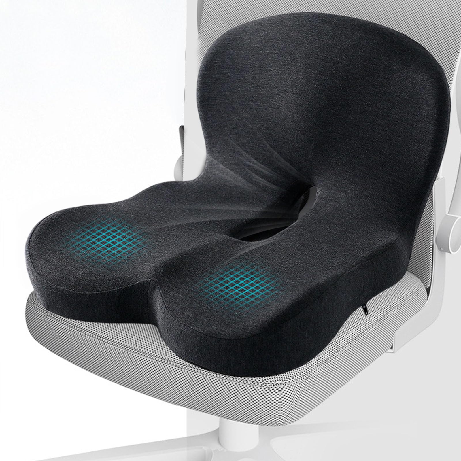 iFCOW Memory Foam Seat Cushion and Lumber Support, Ergonomic L-Shaped Integrated Seat Cushion with Non-Slip Lumbar Support for Home Office Car Drivers