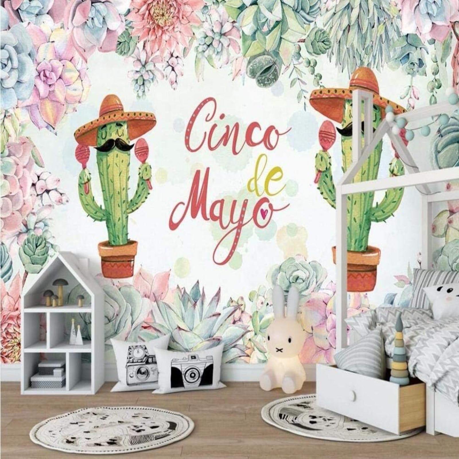 Vinilos de Cactus en Acuarela para Pared de Salón y Cocina Moderna